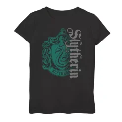 Girls 7-16 Harry Potter Slytherin Dark Badge Logo Tee