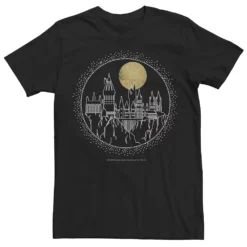 Harry Potter Men's Deathly Hallows 2 Hogwarts Line Art Circle Portrait Tee