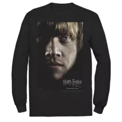 Men's Harry Potter Deathly Hallows Ron Character Poster Long Sleeve Graphic Tee