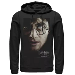 Men's Harry Potter Deathly Hallows Harry Character Poster Graphic Pullover Hoodie