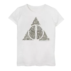 Girls 7-16 Harry Potter Deathly Hallows Symbol Text Fill Graphic Tee