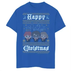 Boys 8-20 Harry Potter Happy Christmas Chibi Ugly Sweater Graphic Tee