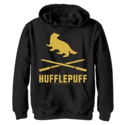 Boys 8-20 Harry Potter Hufflepuff Crossed Wands Logo Graphic Fleece Hoodie
