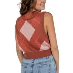 Harry Potter Embroidered Gold Hogwarts Crest Sleeves Diamond Plaid Women's Sweater Vest -Harry Potter GUEST 34c9e587 c396 4770 bd2b a804a786da96