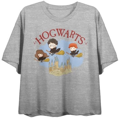 Harry Potter "Mischief Managed" Chibi Art Women's Heather Gray Graphic Crop Tee 6 Harry Potter "Mischief Managed" Chibi Art Women's Heather Gray Graphic Crop Tee - Image 4