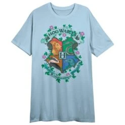 Harry Potter Hogwarts Houses With Floral Detail Women's Blue Short Sleeve Sleep Shirt -Harry Potter GUEST 8484cd7c 3d5b 4d6a af6e e9bba75e2ab0