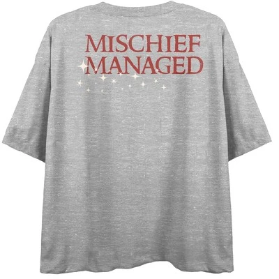 Harry Potter "Mischief Managed" Chibi Art Women's Heather Gray Graphic Crop Tee 5 Harry Potter "Mischief Managed" Chibi Art Women's Heather Gray Graphic Crop Tee - Image 3