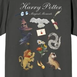 Harry Potter Stacked Icons Crew Neck Short Sleeve Charcoal Women's T-shirt
