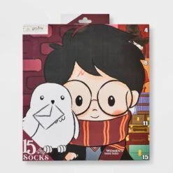Women's Harry Potter 15 Days Of Socks Advent Calendar - Assorted Colors 4-10