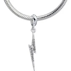 Harry Potter Sterling Lightning Bolt Slider Charm With Swarovski Crystals